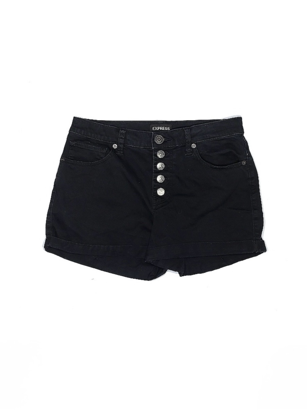 Express Black High-Rise Button-Front Jean Shorts